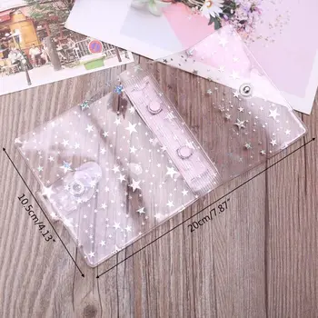 

Transparent Star 3 Holes Mini PVC Loose Leaf Binder Notebook File Folder Cover G92E