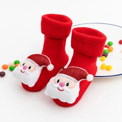 Children cuff terry socks cute doll towel socks floor socks autumn and winter cartoon extra thick baby non-slip Christmas socks - Цвет: Type C
