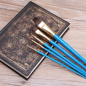 

5Pcs Artist Paint Brush Set Camel Hair Watercolor Acrylic Oil Painting Drawing 53CC