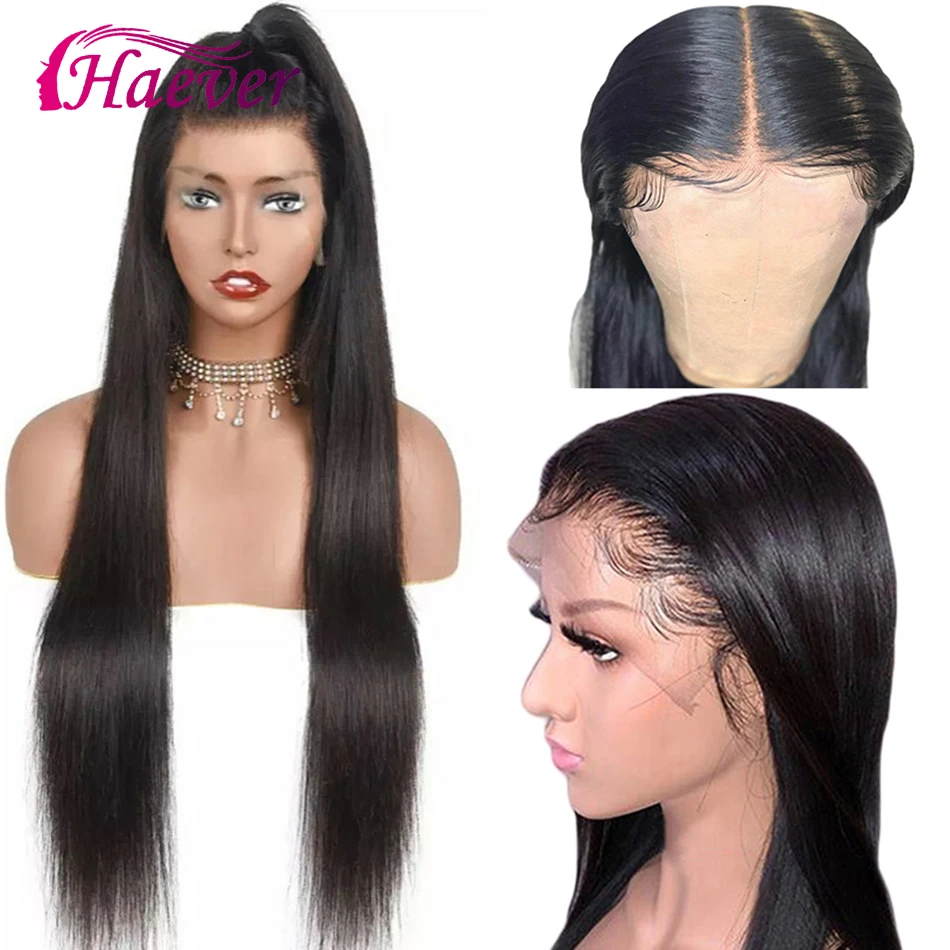 

Haever Brazilian Lace Front Human Hair Wigs For Black Women 13x4 Remy 150% New Hair Straight Lace Front Wigs Preplucked Hairline