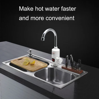 

Kitchen Instant Hot Water Faucet EU Plug Electric Water Heater Tap 3000W Automatic Heating Tankless Instantaneous Water Faucet