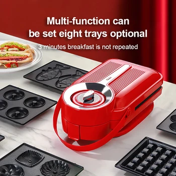 

220 Electric Sandwich Maker Timing Mini Waffle Maker Automatic Bread Toaster Multifunction Breakfast Machine Pancake Sandwichera