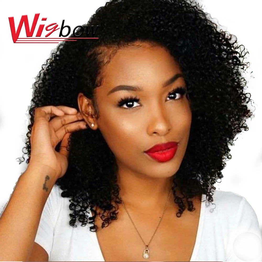 

Afro Kinky Curly Wig Brazilian Human Hair Closure Wigs For Women Short Curly Wigs Human Hair T1B 30# T1B 99j Kinky Curly Wigs