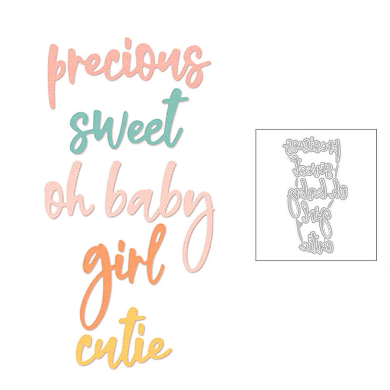Новинка 2020 г. металлические штампы с милым галстуком и надписью Oh Baby Girl для