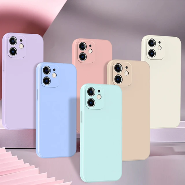 Funda suave de silicona líquida para iPhone, carcasa de lujo Original para iPhone 7 6 6S 8 Plus 11 12 13 Pro X XR XS Max SE 2020 2