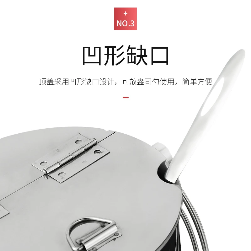 Aixiangru-Sweet Water Bucket,Thickened Stainless Steel Clamshell with Lid,Portable Ice Bucket, Bubble Tea Sugar Storage,3L,20cm