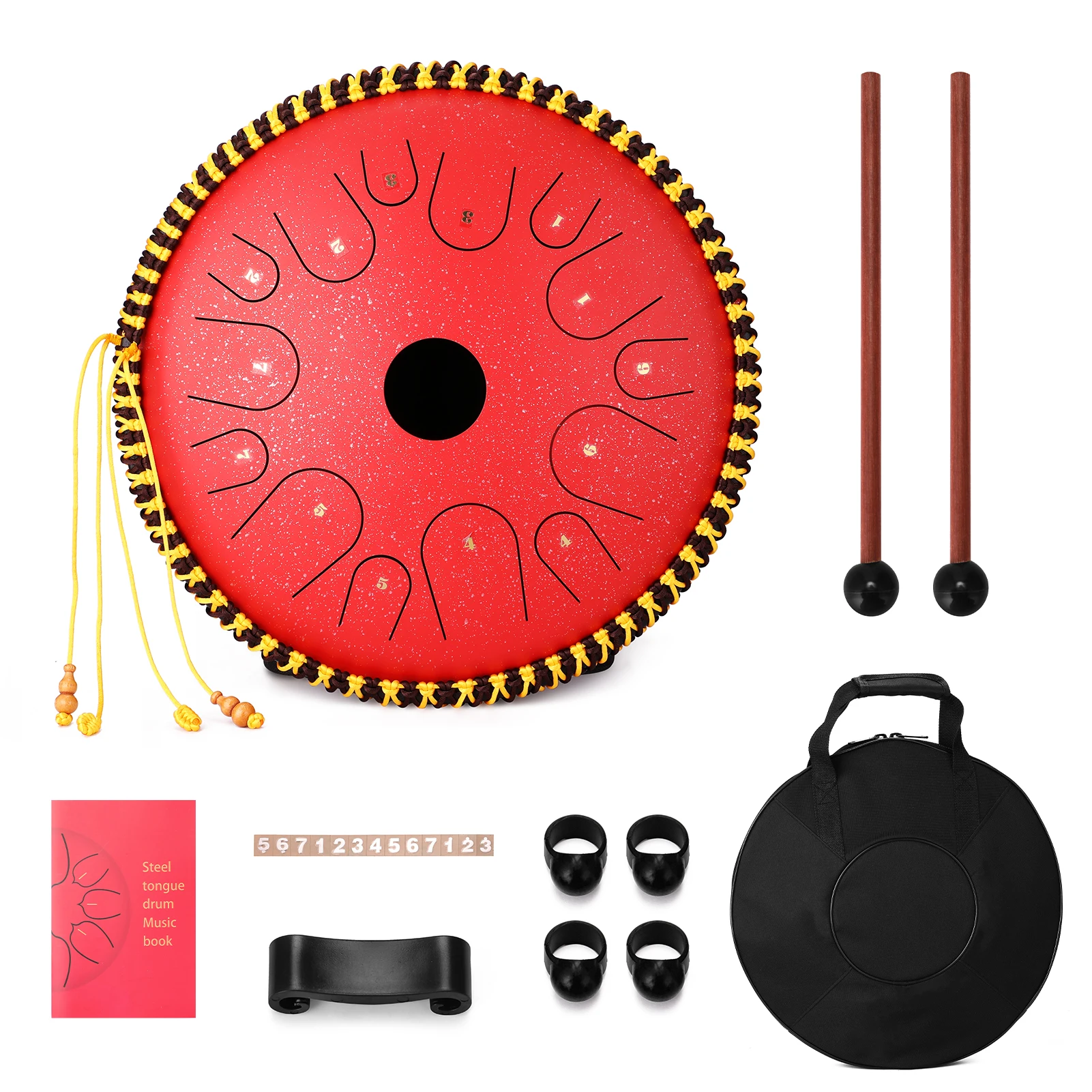 14 inch 14 Tone Carbon Steel Tongue Drum Hand Pan Drums with Drumsticks
