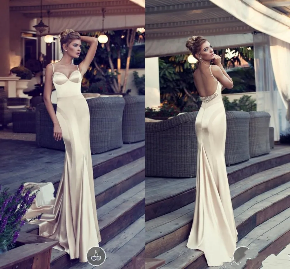 

Sexy beading crystal sweetheart 2018 new hot Stain Champagne Backless Vestidos Long Cheap Prom bridal gown bridesmaid dresses