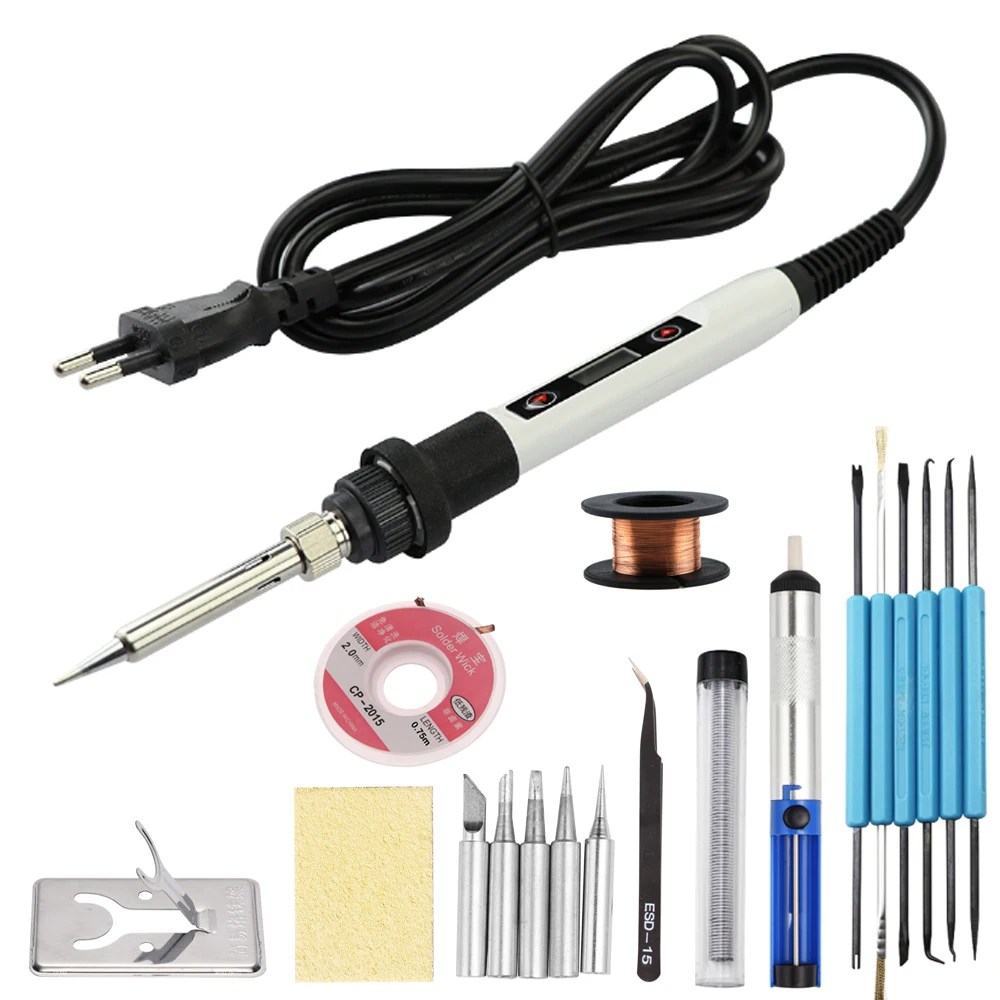 inverter welder Adjustable Temperature Electric Soldering Iron 80W 220V / 110V LCD Digital Display Welding Iron Tips Tin Repair Tools Kit electric soldering iron Welding Equipment