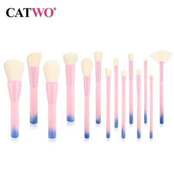 

Catwo Pro Gradient Color 14pcs Makeup Brushes Set Soft Cosmetic Powder Blending Foundation Eyeshadow Blush Brush Kit Make Up Too