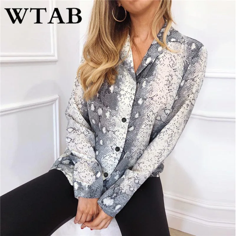 WTAB new Новая женская блузка в виде змеи с длинным рукавом шифоновая рубашка