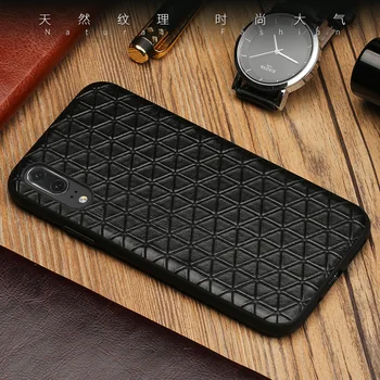 

Genuine Leather Phone case For Huawei P10 P20 Lite Pro Case Business Style Triangle Texture For Mate 9 10 Pro Honor V9 V10 case