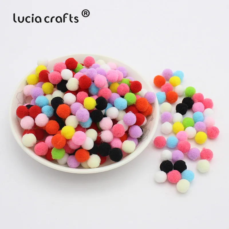 Lucia crafts 500-1000 шт./лот 8 мм смешанный Мягкий круглый образный шарик-помпон пушистый помпон для детей DIY Одежда ручной работы K0303