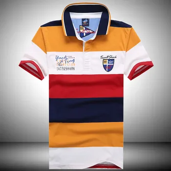 

Style Striped Summer Fashion Shark Brand Tops Men Casual Modal Cotton Breathable High Quality Short-Sleeve Polo Shirt Lapel New