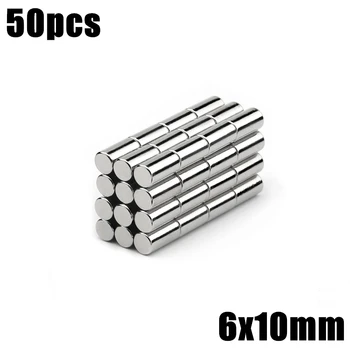 

50pcs 6x10mm Super Powerful Strong Bulk Small Round NdFeB Neodymium Disc Magnets Dia 6mm x 10mm N35 Rare Earth NdFeB Magnet