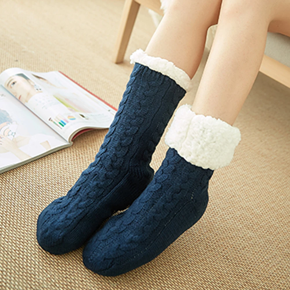 

Non Slip Women Socks Warm Adult Thickened Bed Fluffy Cozy Home Soft Artificial Fleece Lined One Size Winter In Tube Floor