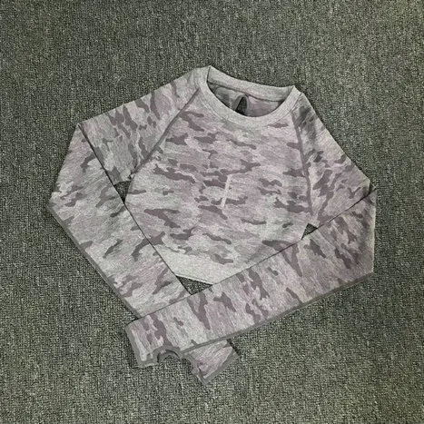 Purple Top Комплект из 2 предметов, камуфляжный, камуфляжный, для йоги, спортивная одежда для женщин, для спортзала, фитнеса, одежда для занятий йогой, леггинсы+ спортивный бюстгальтер, спортивный костюм для спортзала, Femme - Цвет: Purple Top