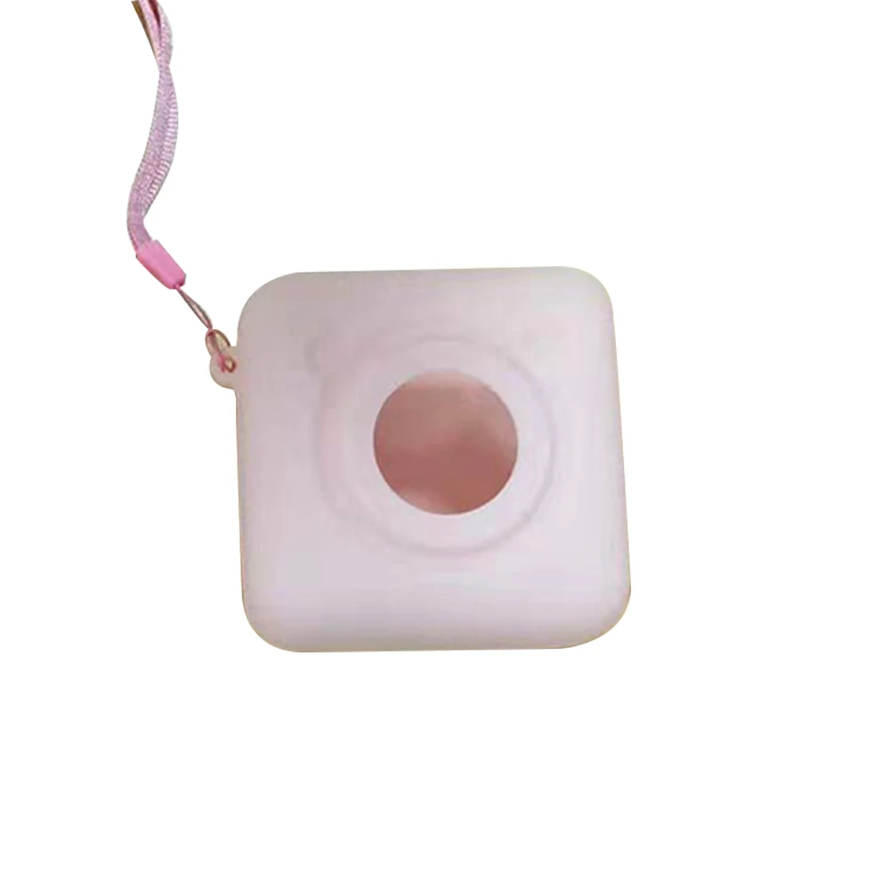 С ремешком жесткий чехол практичный портативный прямой крой пыленепроницаемый нескользящий прозрачный силиконовый защитный чехол для Peripage A6 - Цвет: Розовый