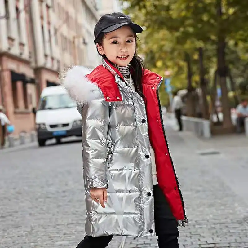 7 New Children Winter Warm down Jackets Girls& Boys Outerwear Coat Waterproof Parka Clothes Hooded Long-30 Degrees Coats For Kid - Цвет: 7