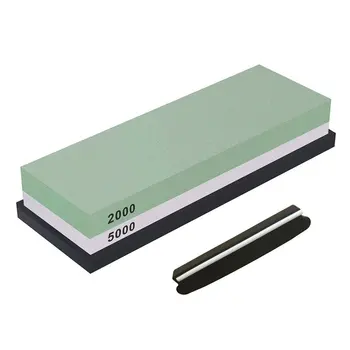 

Double-Sided Knife Sharpening Stone Set Grit 2000/5000 Knife Sharpener Combination Waterstone Kits with Non-slip Sili