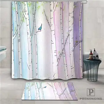 

Custombirch forest (1) Waterproof Shower Curtain Doormat Home Bath Bathroom Polyester Fabric Multi Sizes#2019-1-05-16