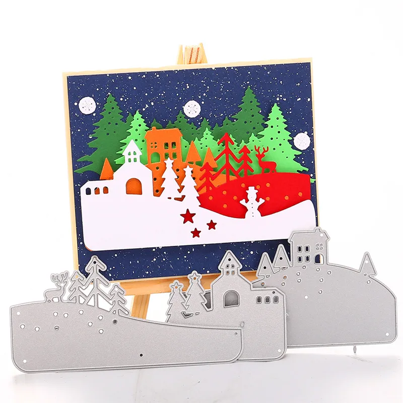 Kokorosa Merry Christmas Dies House Tree металлические Вырубные штампы новые для изготовления открыток Скрапбукинг тиснение трафарет ремесло штампы