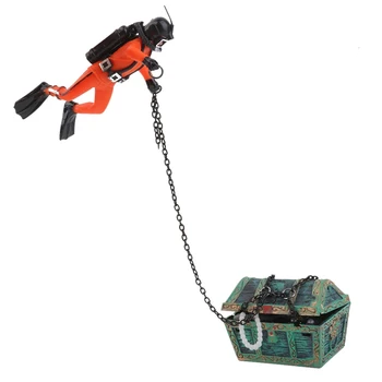 

treasure Treasure hunter Diver Decoration for Aquarium Fish Tank orange