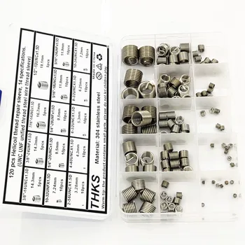 

120Pcs Stainless Steel Stripped Thread Rethread Helicoil Repair Insert Kit+Box 304 Stainless steel
