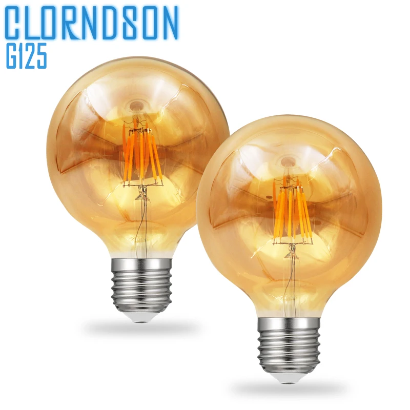 Dimmable Amber G125 6 Watts 8 Watts Led Antique E27 E26 Vintage Retro Lamp 110V 220V Filament Bulbs Lamp Glass Ball Bombillas pack of 4 dimmable amber g125 6w 8w led antique e27 e26 vintage retro lamp 110v 220v filament bulbs lamp glass ball bombillas