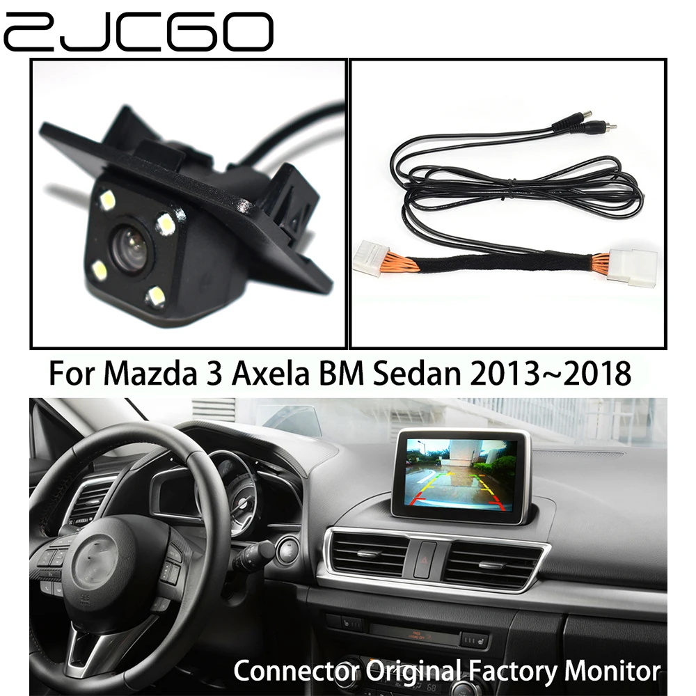 

ZJCGO Car Rear View Reverse Back Up Parking Camera Upgrade Original Car OEM Monitor for Mazda 3 Mazda3 Axela Sedan BM 2013~2018