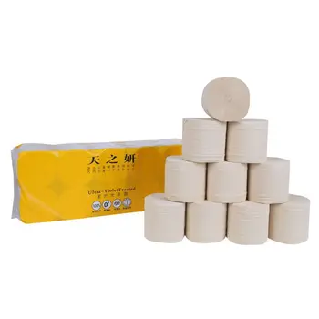 

10 Rolls Natural Bamboo Pulp Roll Paper Toilet Paper 4 Layer Thickened Strong