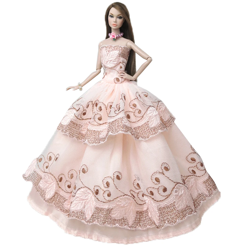 NK One Pcs Doll Princess Wedding Dress Noble Party Gown For Barbie Doll Accessories Handmake Outfit Best Gift For Girl' Doll JJ