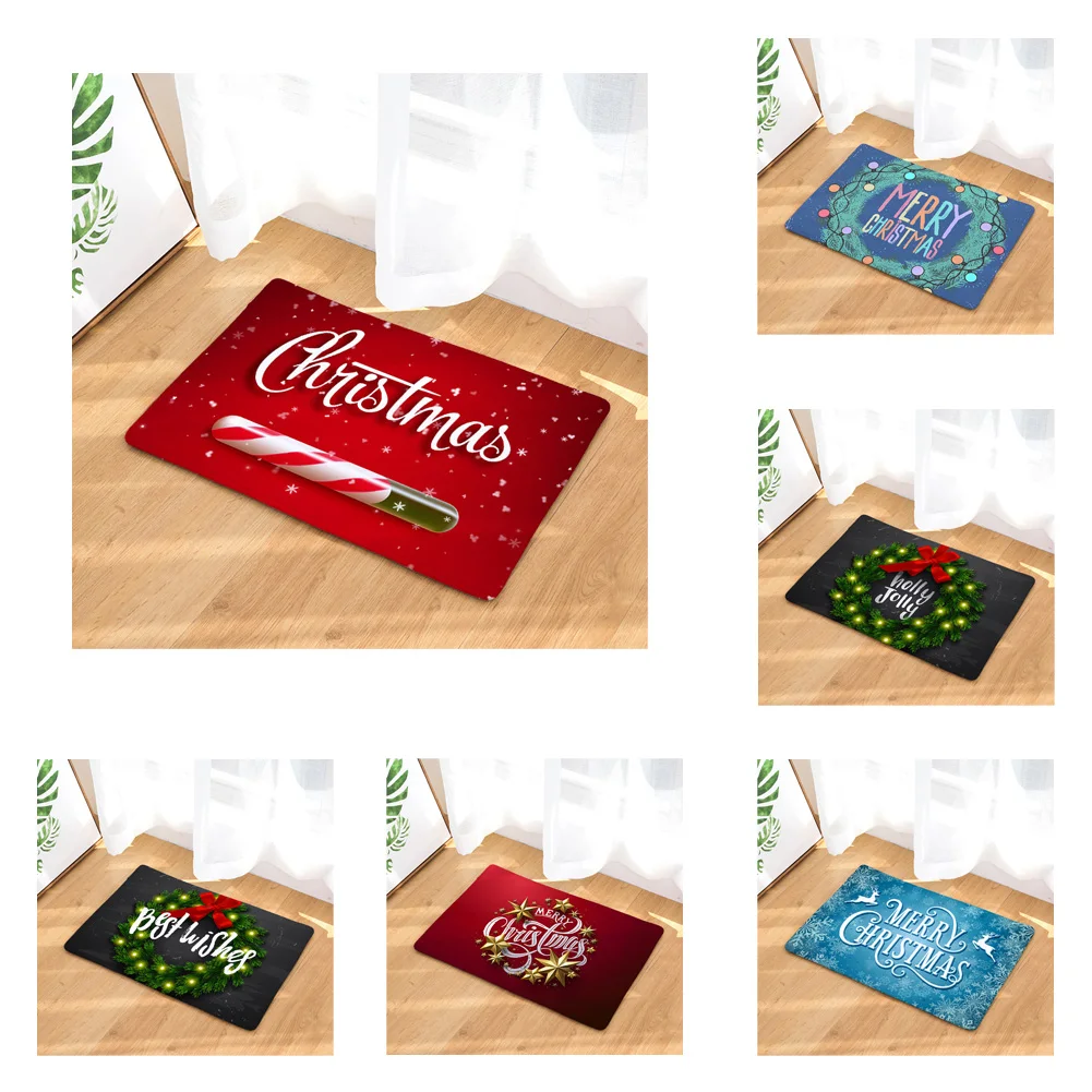 

Happy Festival Merry Christmas Mat Bath Carpet Decorative Anti-Slip Mats Room Car Floor Bar Rugs Door Home Decor Gift