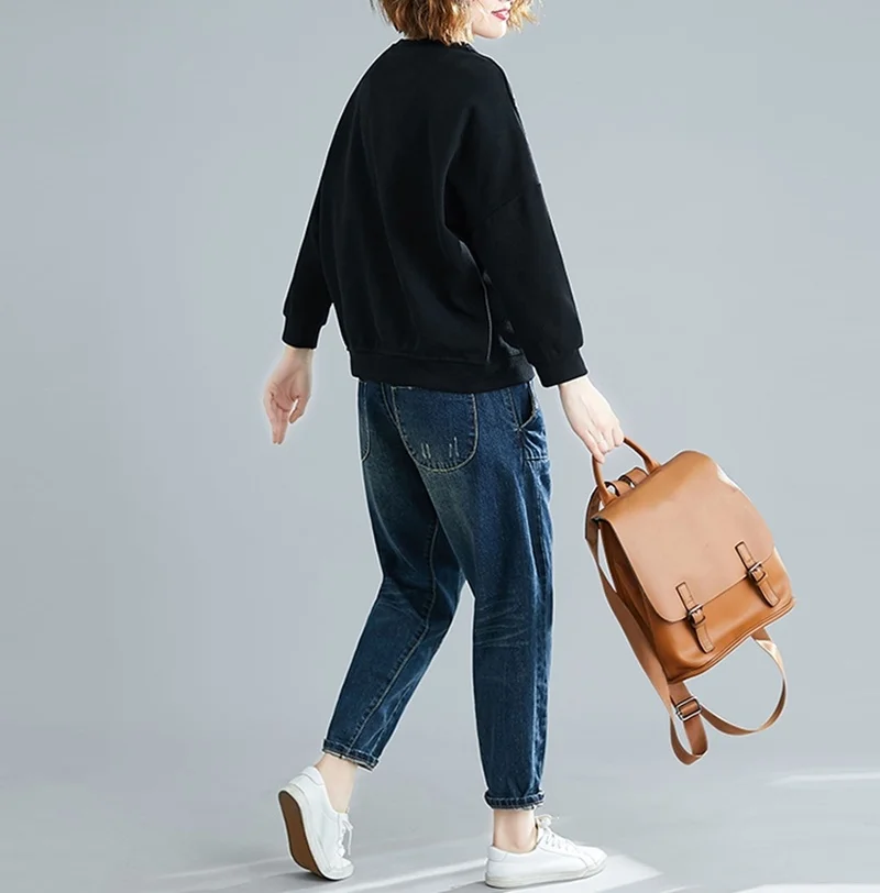 Autumn New Chinese Style Thickened Pullover Sweater Embroidery Cotton Loose Casual Tops Casual High Quality Warm Winter TA2167