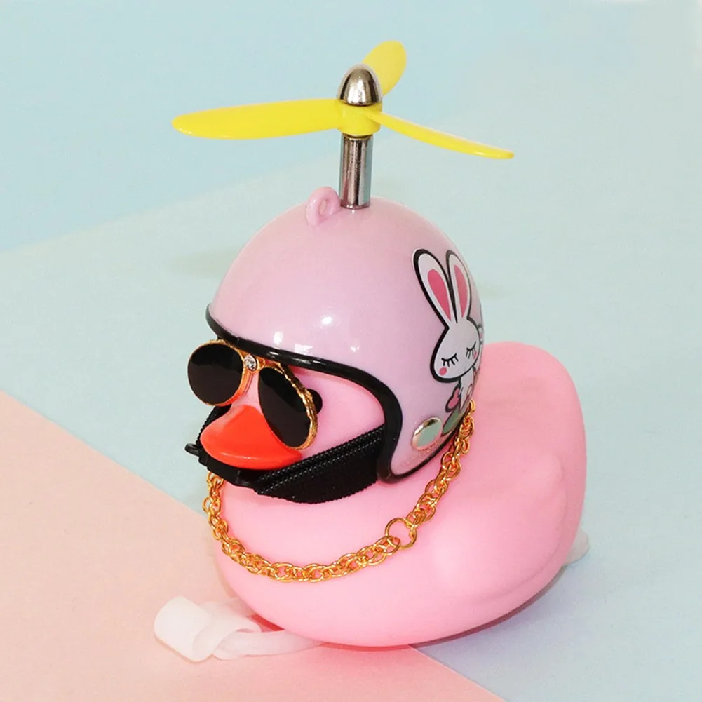 1 Set Little Duck Cute Car Little Pink Duck With Helmet Bamboo Dragonfly  For Motorcycle Bicycle Rubber 6*6*8cm Little Pink Duck - Ornaments -  AliExpress