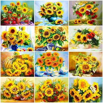 

5D DIY Round Diamond Painting Sunflower Full Square Diamond Embroidery Flower Cross Stitch Kit Rhinestones Mosaic Home Decor