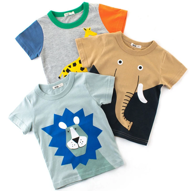 2020 nova impressão animal dos desenhos animados do bebê menino t camisa para o verão infantil crianças meninos meninas camisetas roupas de algodão da criança chilidren topos