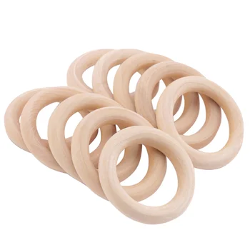 

12pcs 55mm Wooden Ring Plain Wood Color Swinging Ring Wood Ring for Crafts Making