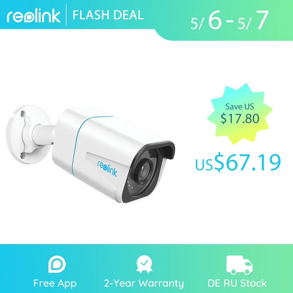 Reolink-cámara IP inteligente para exteriores, videocámara tipo bala con visión nocturna infrarroja, 4K, 8MP, PoE, con detección de personas y vehículos, RLC-810A