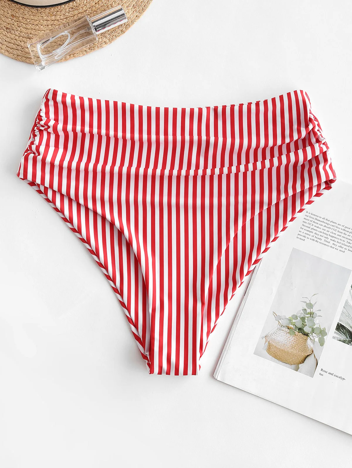 ZAFUL бикини с высокой талией и рюшами в полоску