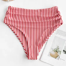 ZAFUL бикини с высокой талией и рюшами в полоску