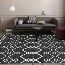 Коврик для гостиной, Европейский минималистичный ковер с черным ромбовидным узором, ковры для детской комнаты, механическая стирка
