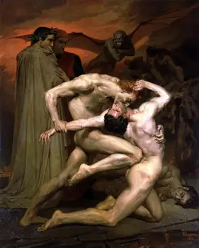 

William-Adolphe Bouguereau: Dante and Virgil in Hell silk art Prints Wall Art For Living Room Bedroom Decor