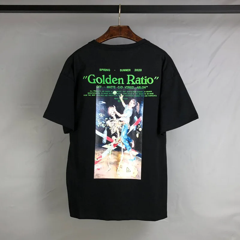 

2020 new trendy brand skull girl oil painting cotton European and American printed short-sleeved letter men and women T-shirt