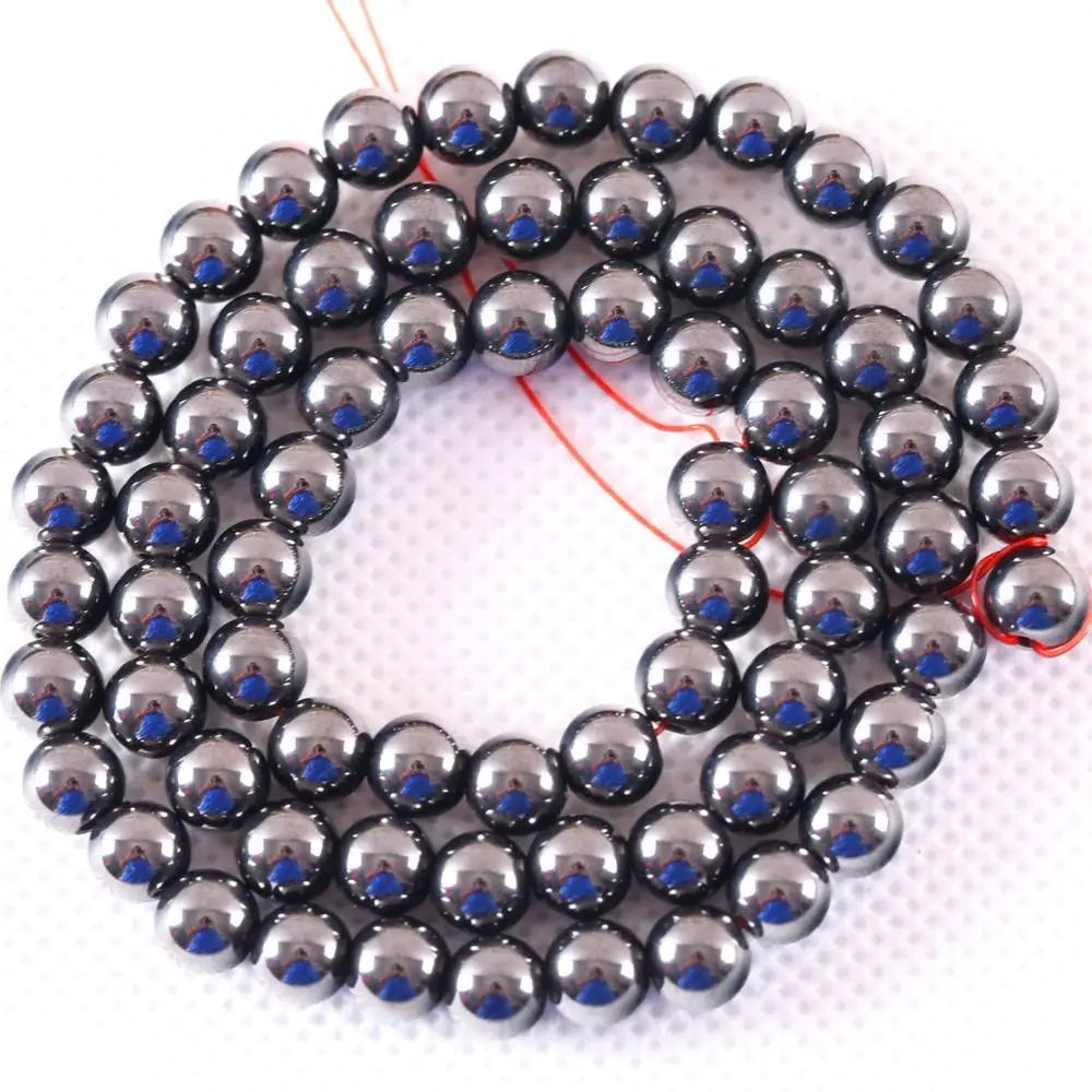 Натуральный камень 4 6 8 10 12 мм многоцветный круглый бисер черный Магнитный гематит подходит для изготовления ювелирных изделий ожерелье браслет серьги