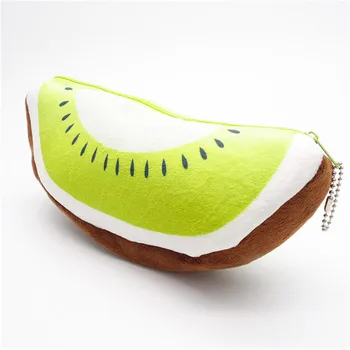 

Fashion Cute Kiwi Fruit Velvet Wallet Pencil Case Pen Bags Purse Plush Pouch Storage Stationery Woman Make Up Cosmetic Handbag