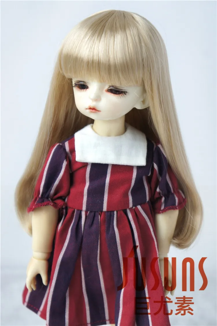 Light Blond SM476 JD319B 1/6 модный синтетический мохер BJD кукольный парик Размер 6-7 дюймов, парик для куклы длинные кукольные парики с полной челкой аксессуары для куклы - Цвет: Light Blond SM476