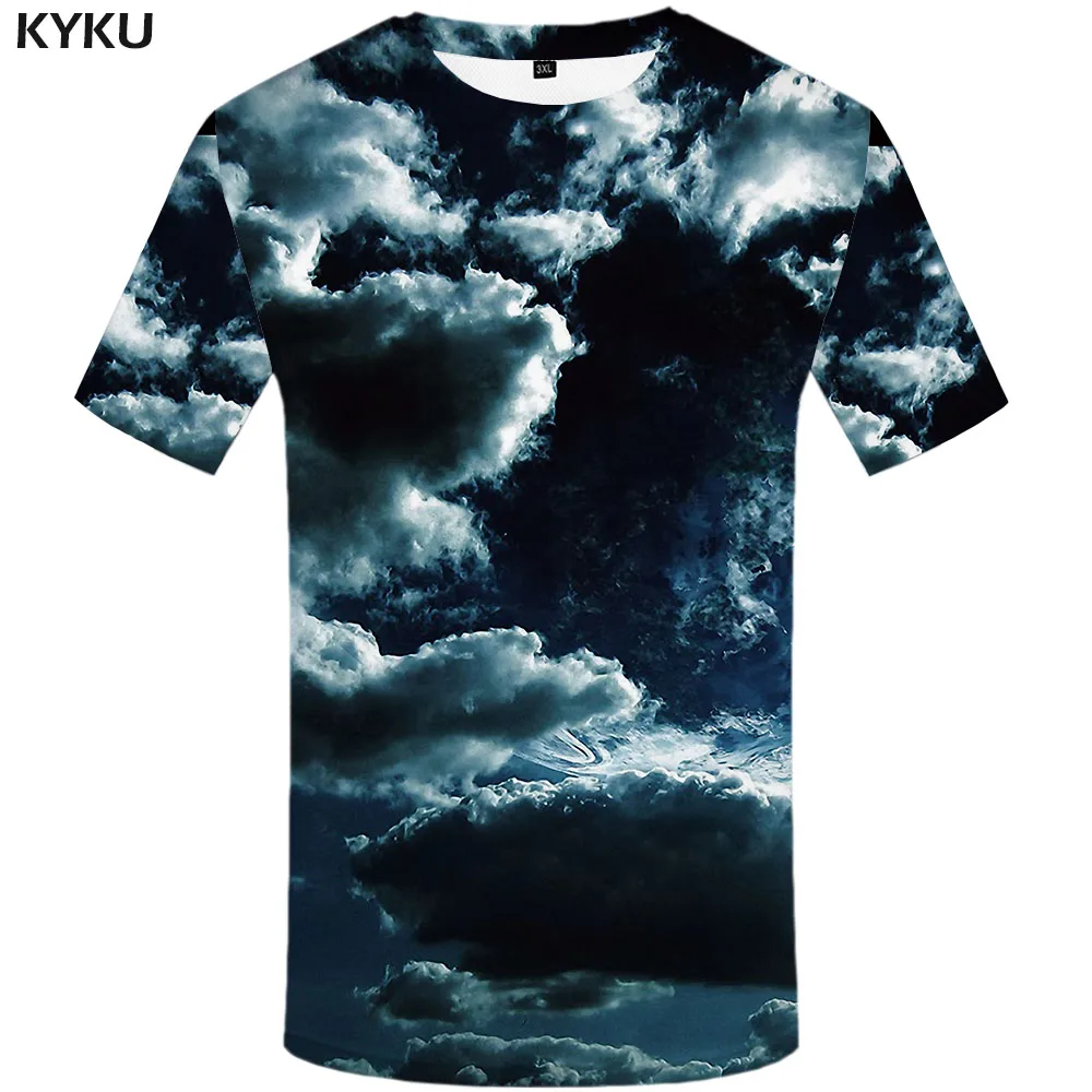 KYKU Space Galaxy футболка мужская с размытым по краям принтом Harajuku серый Аниме одежда