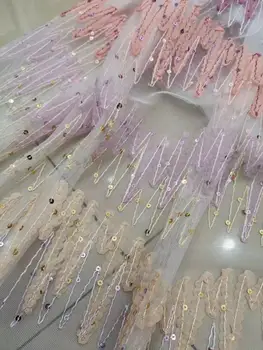 

Sophia-56.6806 embroidered Mesh Tulle fabric Factory price sequins Nigerian lace fabrics