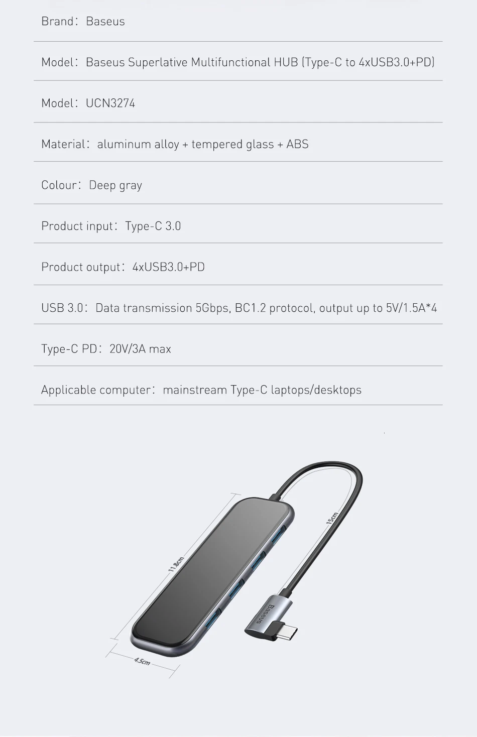 Baseus USB-C Тип C концентратор HDMI RJ45 Мульти USB 3,0 адаптер для MacBook Pro Air док-станция USB C концентратор с Беспроводной Зарядное устройство для наручных часов iWatch